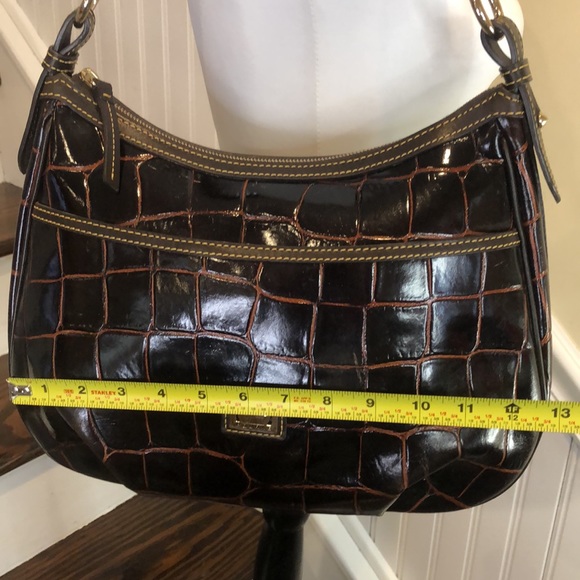 Vintage DOONEY BOURKE Brown Croc Leather Brown Top Handle Oversized Shoulder Bag - Picture 8 of 17